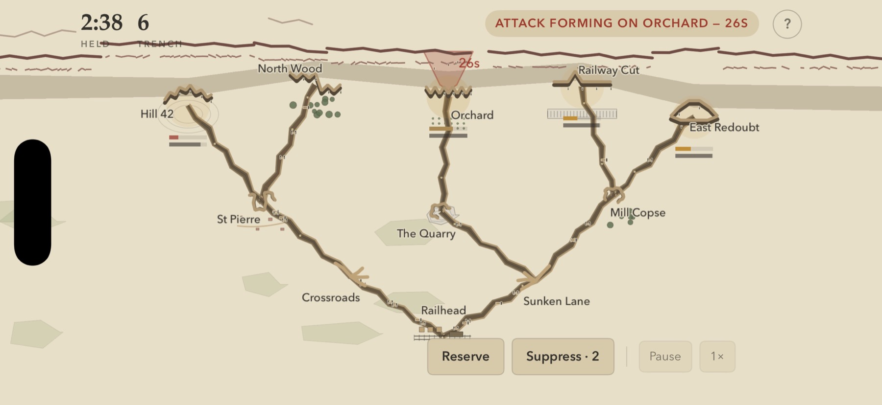 Hold the Line battlefield showing connected trenches and supply routes